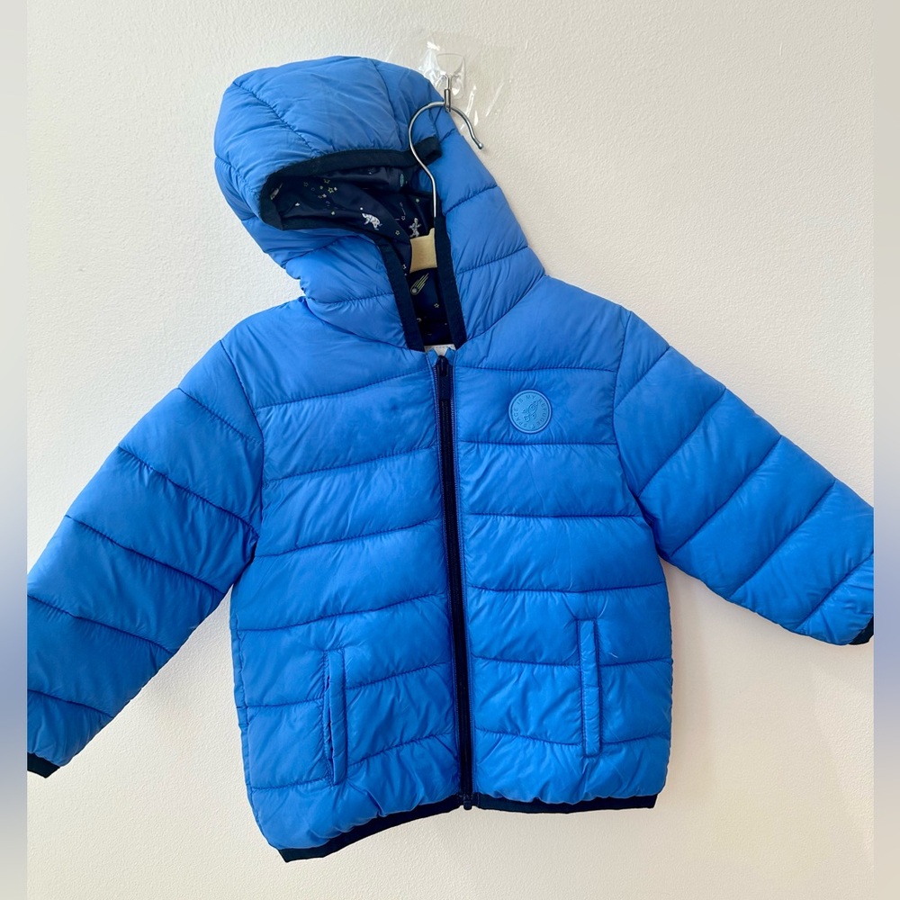 Mayoral Boys Padded Coat w Bag Blue 12m Infant Baby boys Toddler Space